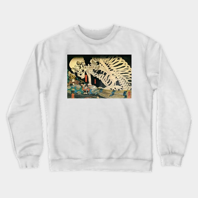 Japanese Skeleton Skull Woodblock Art Crewneck Sweatshirt by HipHopTees